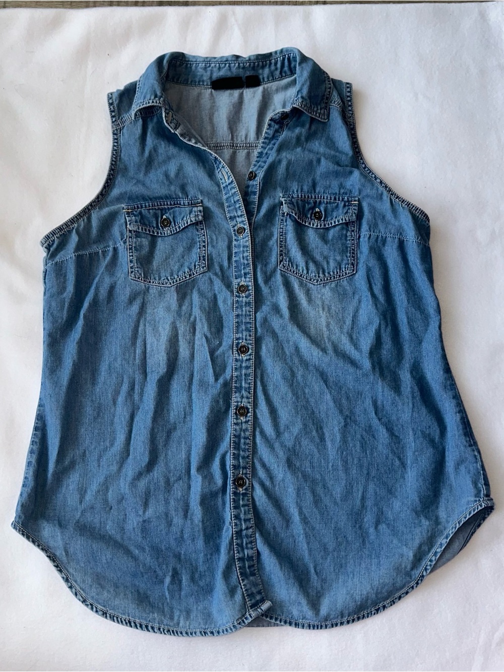 a.n.a Light Wash Denim Shirt - Light Blue